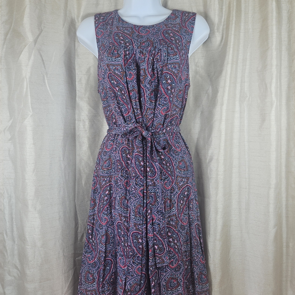 NWOT Gap red purple floral shirred swing dress Womens Medium - Picture 7 of 11